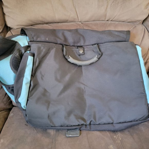 LL Bean Messenger School Collage Work Bag Travel Bag Blue White Black main image 5